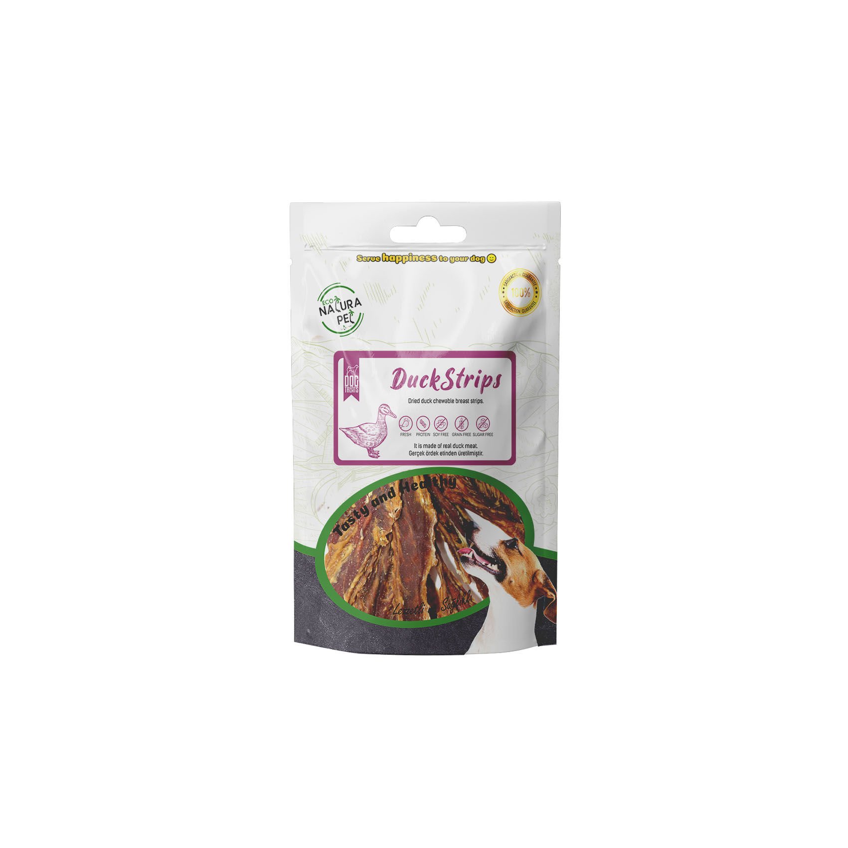 Eco Natura Pet Duck Strips Yumuşak Ördek eti Dilim Köpek Ödülü 80 Gr