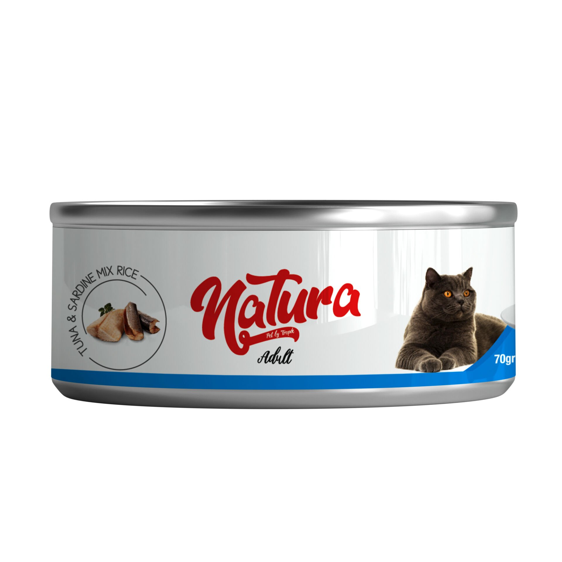 Natura Ton Balığı & Sardalya Et Suyu Pirinçli Kedi Konservesi 70 Gr