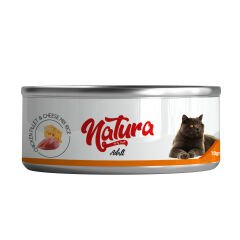 Natura Tavuk Fileto&Peynir EtSuyu İçinde Pirinçli Kedi Konservesi 70Gr
