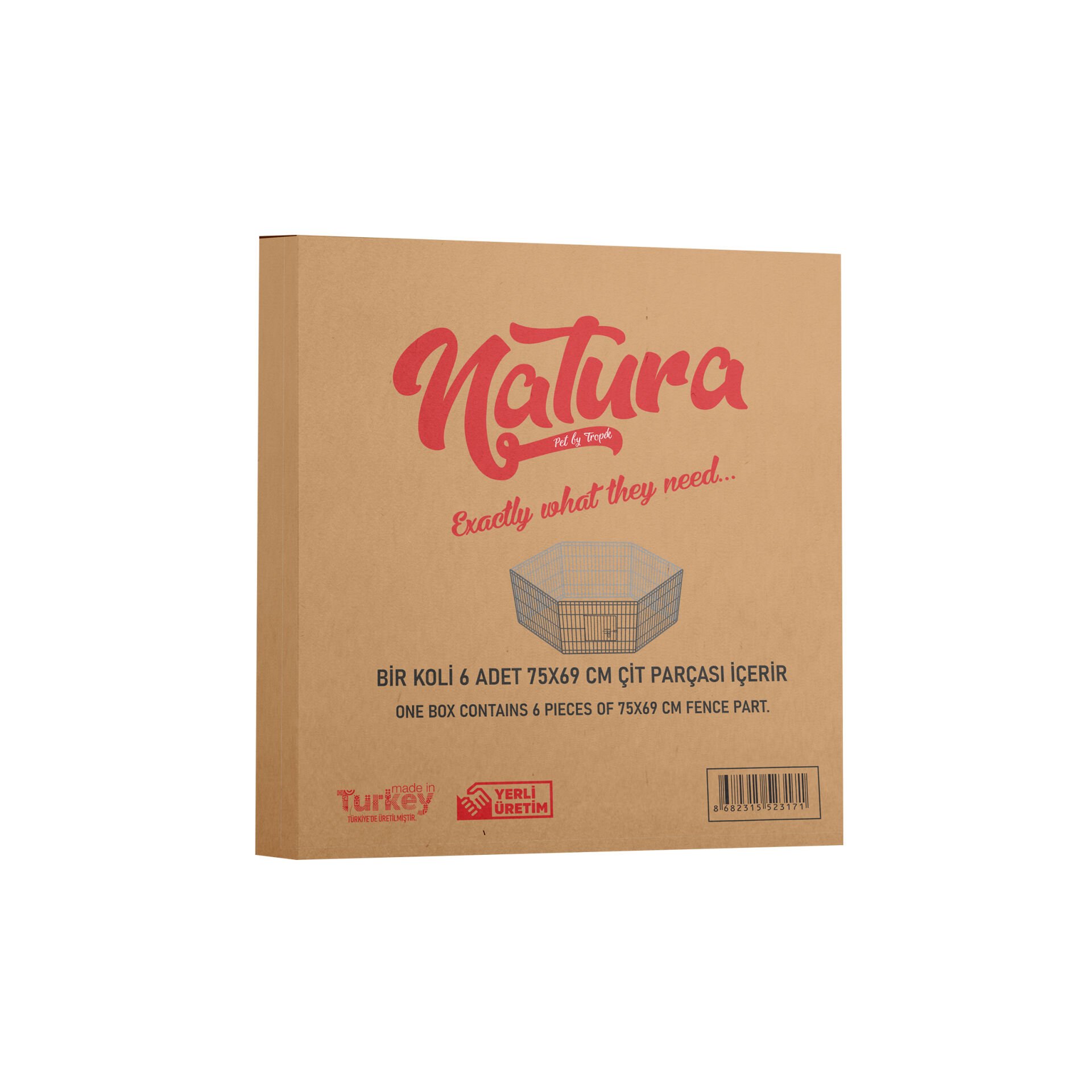 Natura Altıgen Kedi Köpek Oyun Çiti Büyük 75x69cm 6 Parça