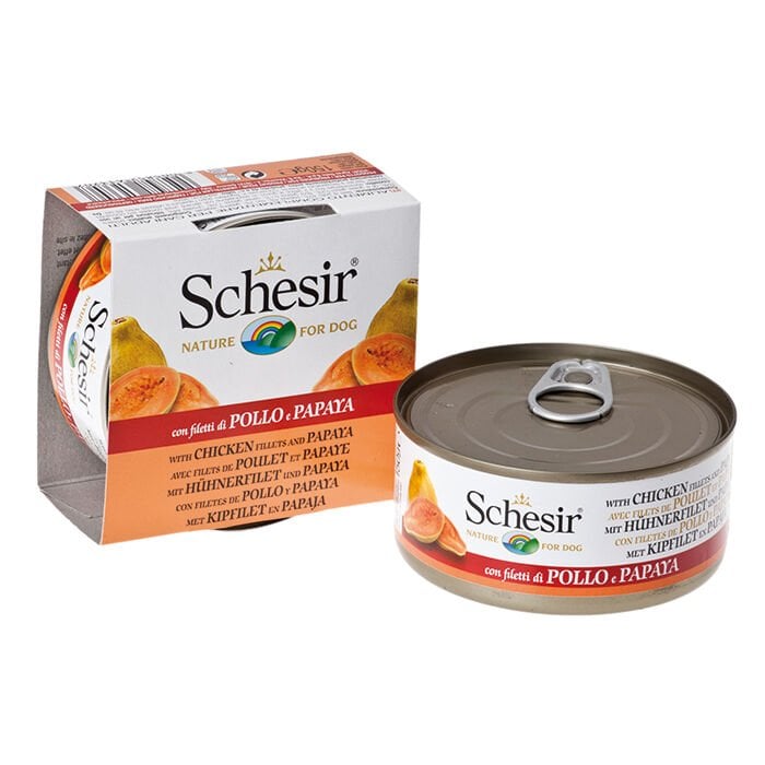 Schesir Fruit Tavuk ve Papaya Yetişkin Köpek Konservesi 150 Gr