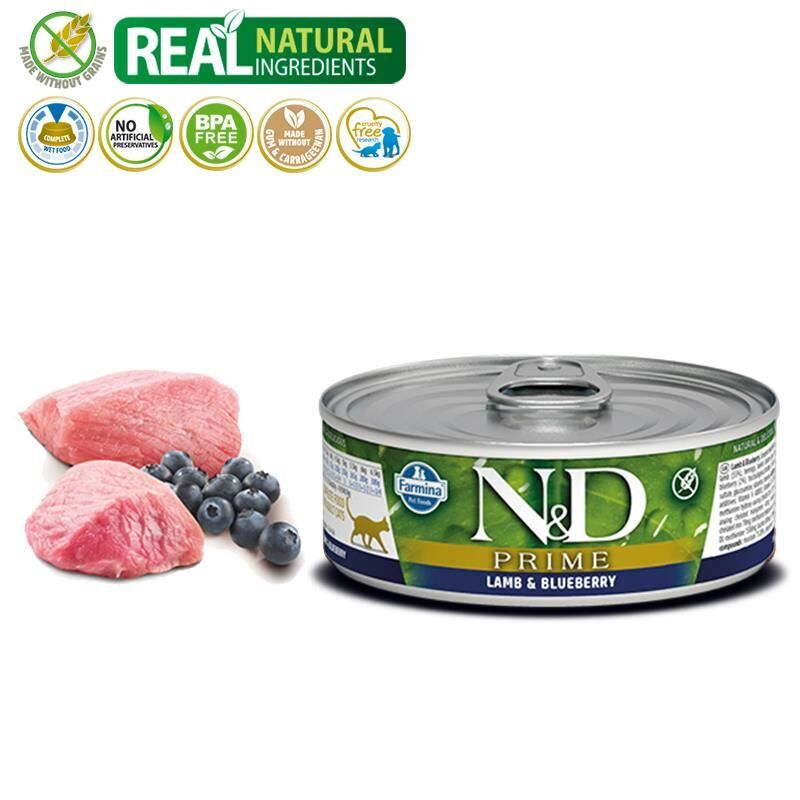 N&D Prime Kedi Konserve Kuzu & Yaban Mersini 70gr