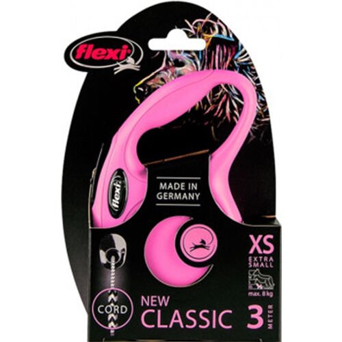 Flexi New Classic İpli XSmall Otomatik Gezdirme 3 Mtr Pembe