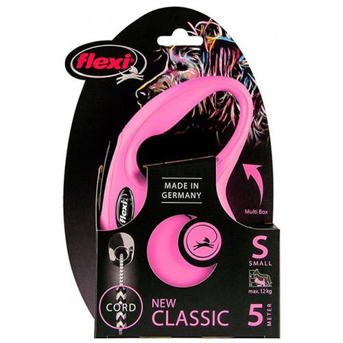 Flexi New Classic İpli Small Otomatik Gezdirme 5 Mtr Pembe