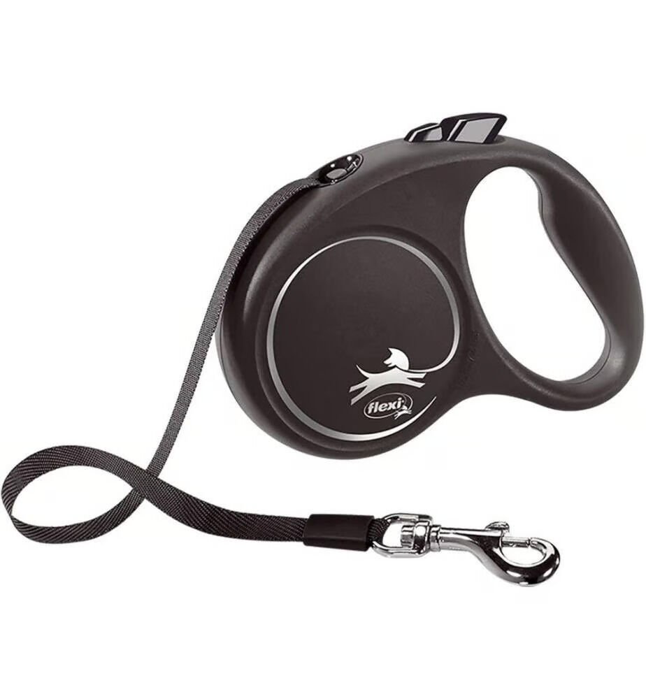Flexi Black Design Otomatik Şerit Köpek Gezdirme Kayışı 5m [M] (Siyah)