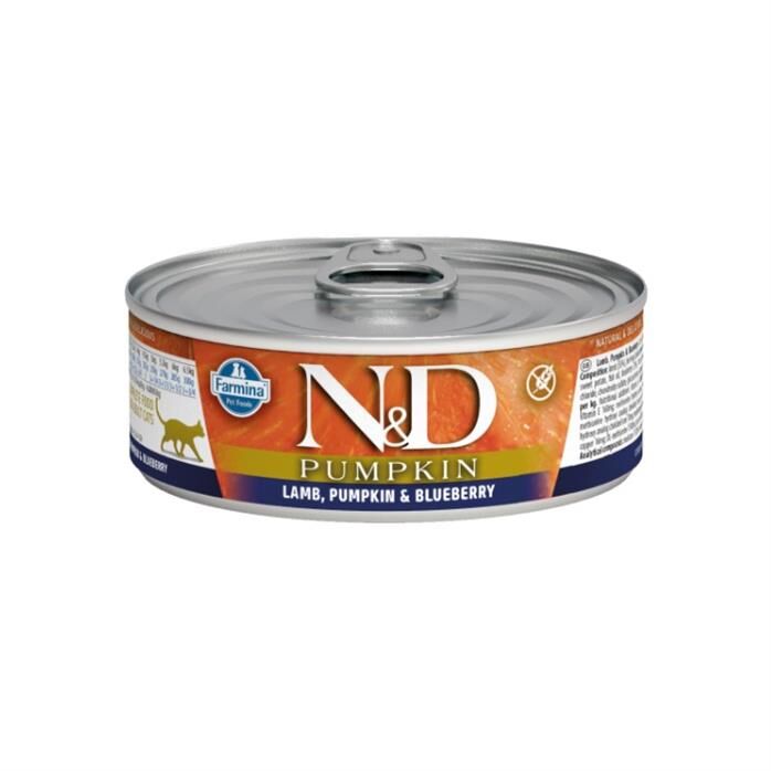 ND Balkabaklı Tahılsız Kuzulu Yaban Mersinli Yetişkin Kedi Konservesi 80 Gr