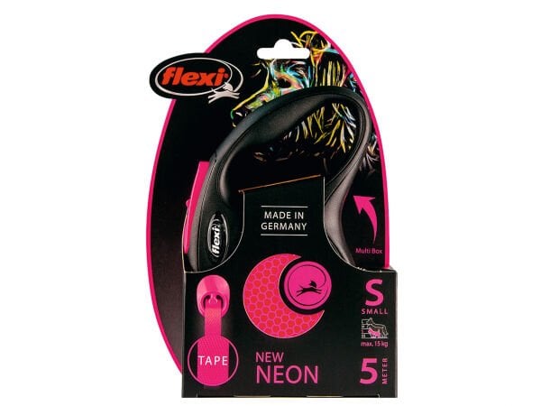 Flexi New Neon Pembe S 5 m Otomatik Şerit Gezdirme Tasması