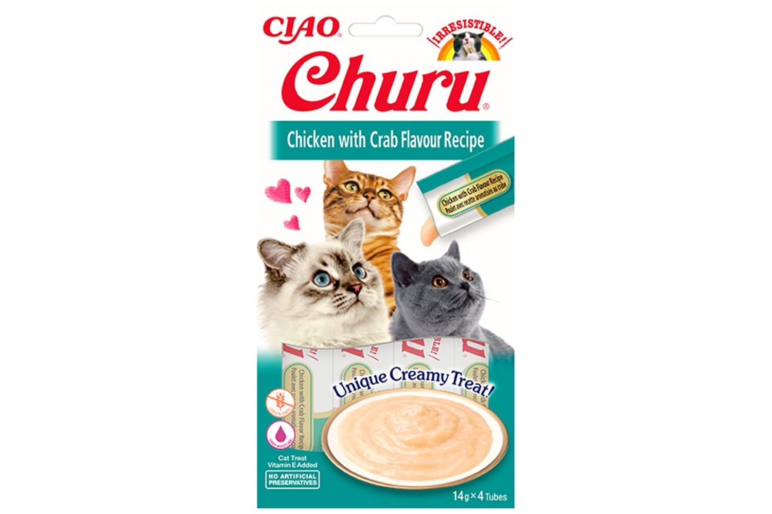 Ciao Churu Cream Tavuklu ve Yengeçli Kedi Ödül Kreması 4 x 14 Gr