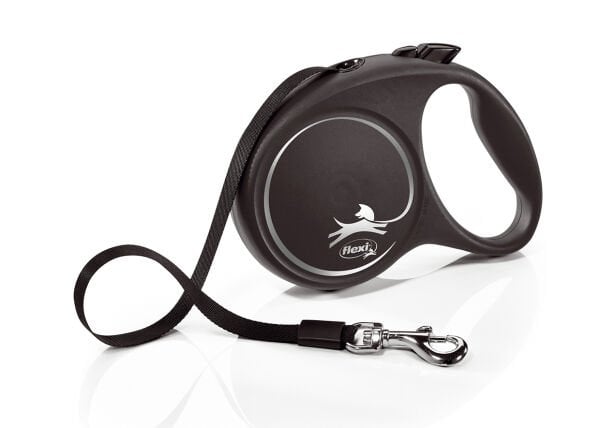 Flexi Black Design Otomatik Şerit Köpek Gezdirme Kayışı 5m [L] (Siyah)