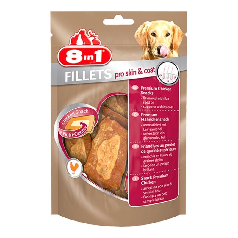 8 in 1 Fillets Pro Skin & Coat Tüy Sağlığı ve Parlaklık Sağlayan Köpek Ödül