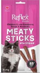 Reflex Plus Tavuklu ve Kızılcıklı Kısırlaştırılmış Kedi Ödül Çubuğu 3*5gr
