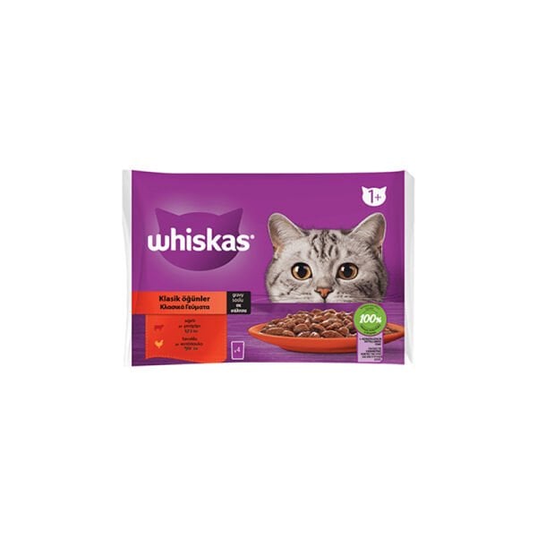Whiskas Pouch Sos İçinde Sığırlı ve Tavuklu Yetişkin Kedi Konservesi 85gr