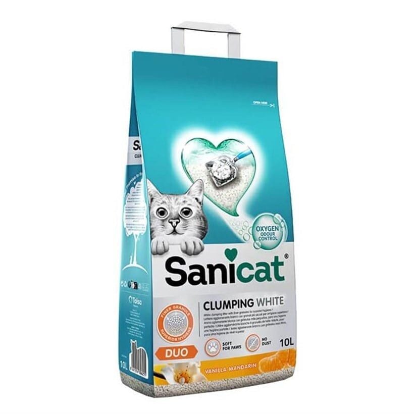 Sanicat Duo Topaklanan Kedi Kumu Vanilya ve Mandalina 10l