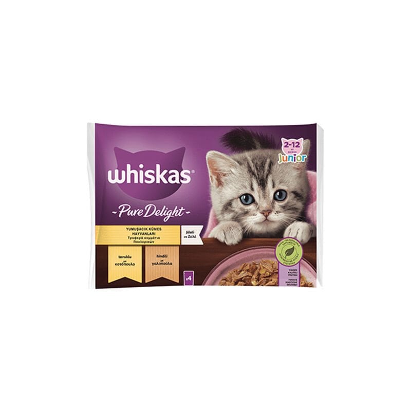 Whiskas Pouch Pure Delight Jöle İçinde Tavuklu ve Hindili Yavru Kedi Konser