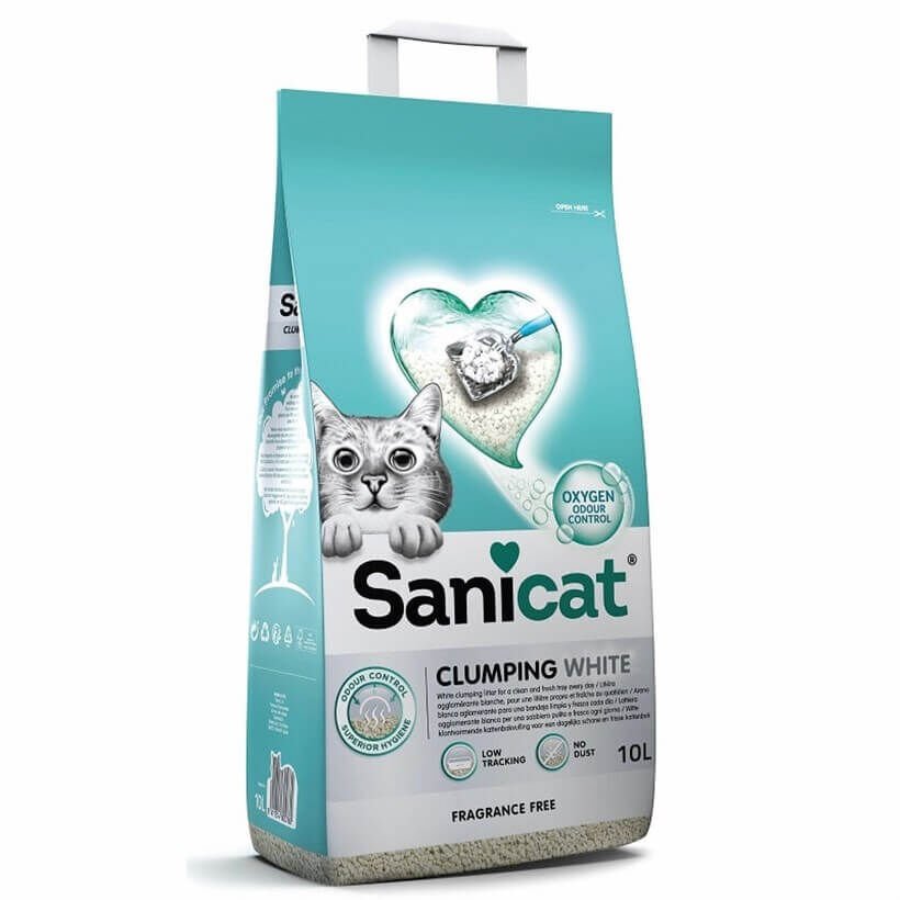 Sanicat Clumping White Topaklanan Kedi Kumu (Kokusuz) 10l