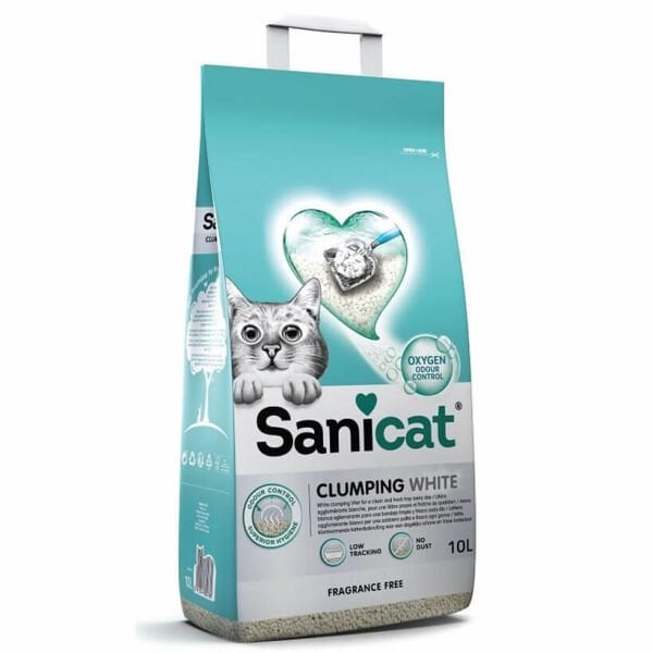 Sanicat Clumping White Topaklanan Kedi Kumu (Kokusuz) 10l