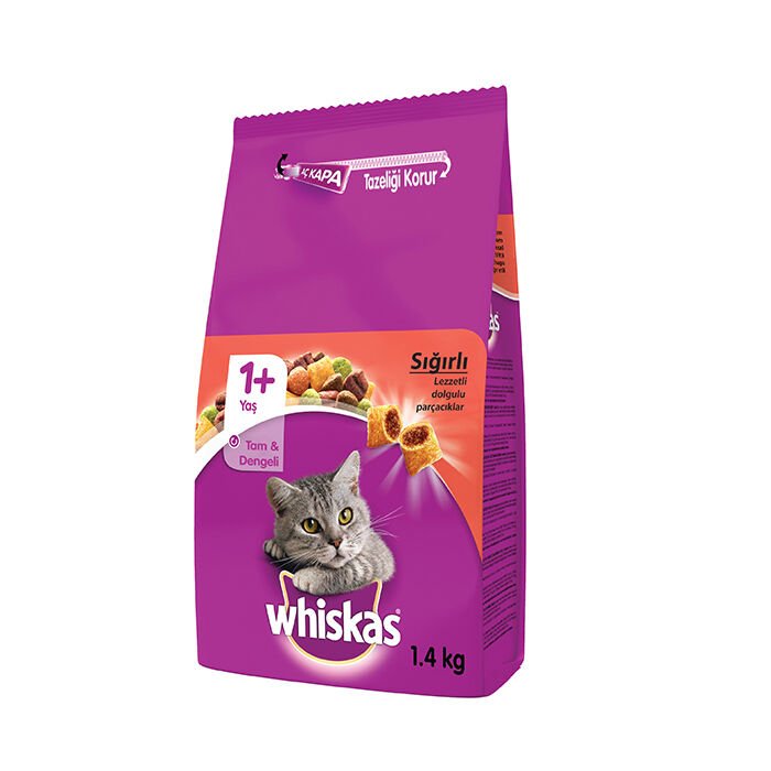 Whiskas Sığır Etli Yetişkin Kuru Kedi Maması 1,4 kg
