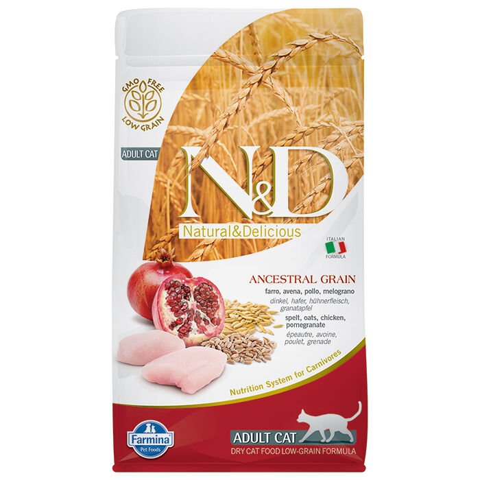 N&D Düşük Tahıllı Tavuklu ve Narlı Yetişkin Kedi Maması 1.5Kg