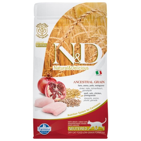 N&D Düşük Tahıllı Tavuklu ve Narlı Kısırlaştırılmış Kedi Maması 1.5Kg