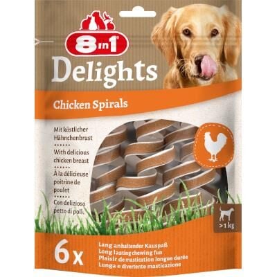 8in1 Delights Chicken Spirals Tavuklu Spiral Köpek Ödülü 6Lı
