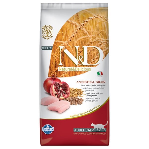 N&D Düşük Tahıllı Tavuklu ve Narlı Yetişkin Kedi Maması 5 kg