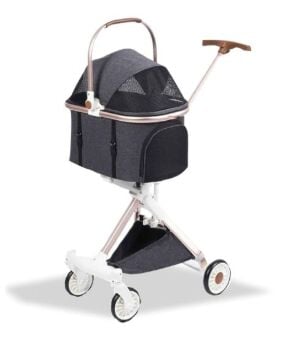 EuroDog Katlanabilir Köpek Arabası Koyu Gri 83x48,5x110 Cm
