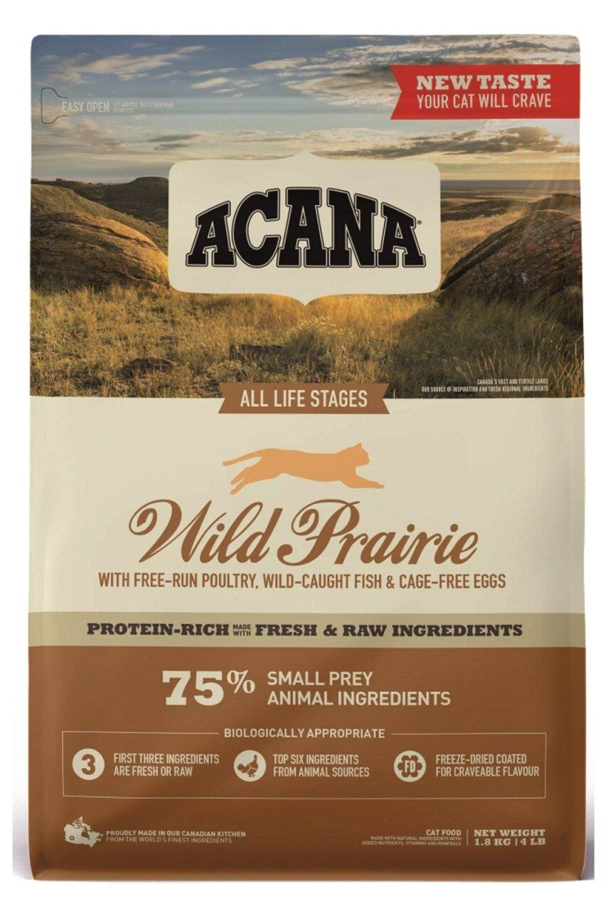 Acana Wild Prairie Tavuklu ve Göl Balıklı Tahılsız Kedi Maması 4,5 kg