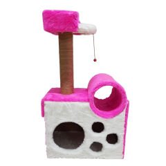 Cathause Tünelli Yataklı Yuva Tırmalama 90 Cm Pembe