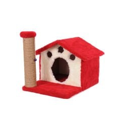 Cathause Kedi Evi Yuvalı 45 Cm Kırmızı