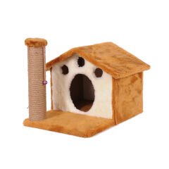 Cathause Kedi Evi Yuvalı 45 Cm Kahverengi