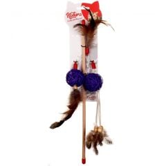 Natura Üç Farklı Üçlu Doğal Kedi Olta Oyuncak 40 cm