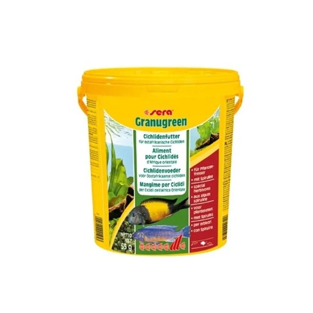 Sera Granugreen Cichlid Balıkları için Bitkisel Balık Yemi 10 lt Kova