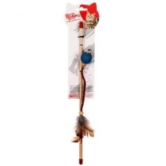 Natura Deri Uçlu Top Kedi Olta Oyuncak 40 cm