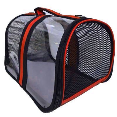 Bacco Milano Kedi Köpek Şeffaf Taşıma Çantası Kırmızı