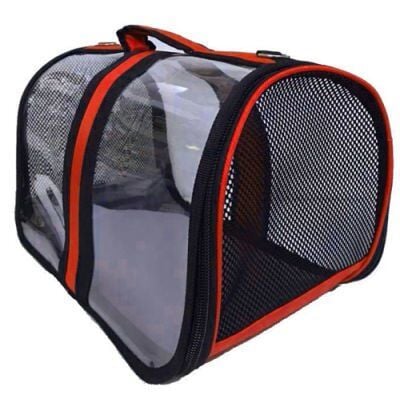 Bacco Milano Kedi Köpek Şeffaf Taşıma Çantası Kırmızı