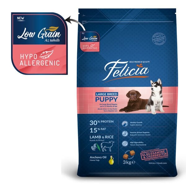 Felicia Az Tahıllı Yavru Kuzulu M/Large HypoAllergenic Köpek Maması 3 Kg