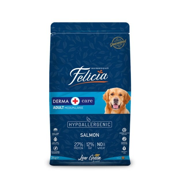Felicia Az Tahıllı Yetişkin Somonlu M/Large HypoAllergenic Köpek Mama  3 Kg
