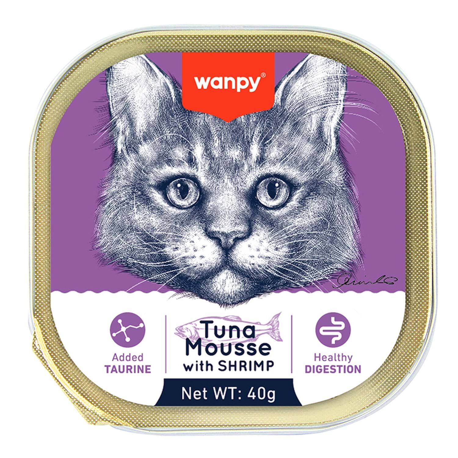 Wanpy Kedi 40g Ton Balıklı & Karidesli Alutray Yaş Maması