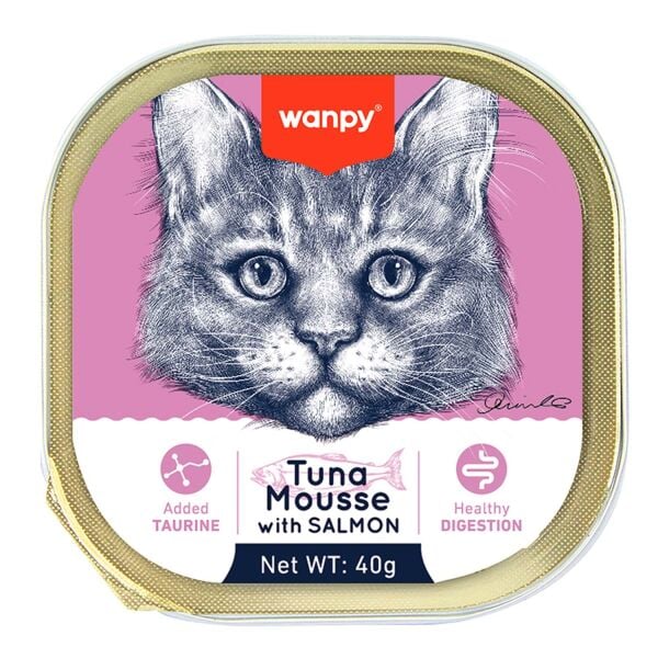 Wanpy Kedi 40g Ton Balıklı & Somonlu Alutray Yaş Maması