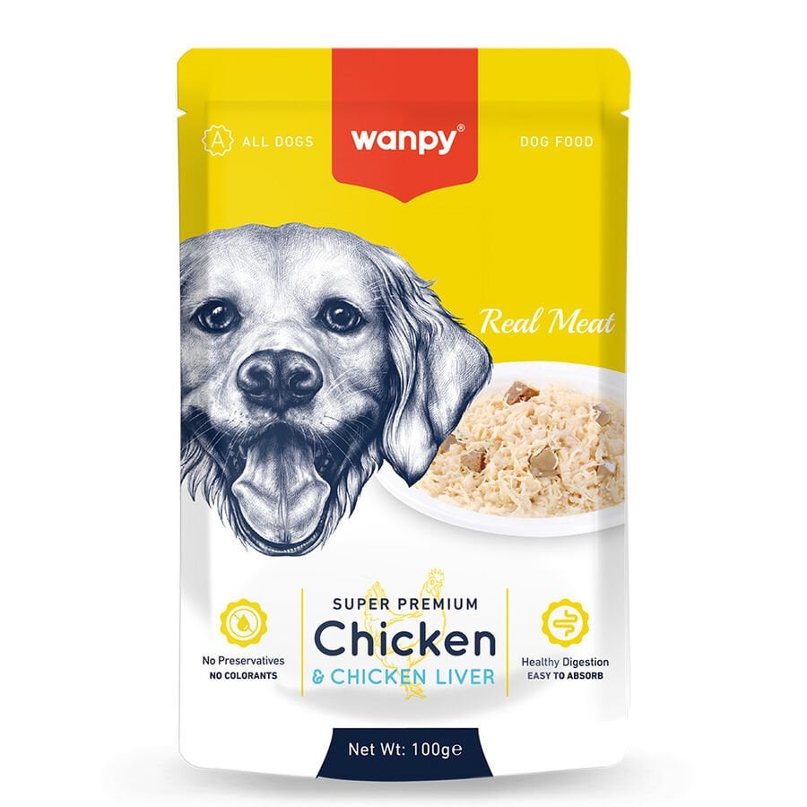 Wanpy  Pouch Tavuk&Ciğer Yetişkin Köpek Maması 100 G