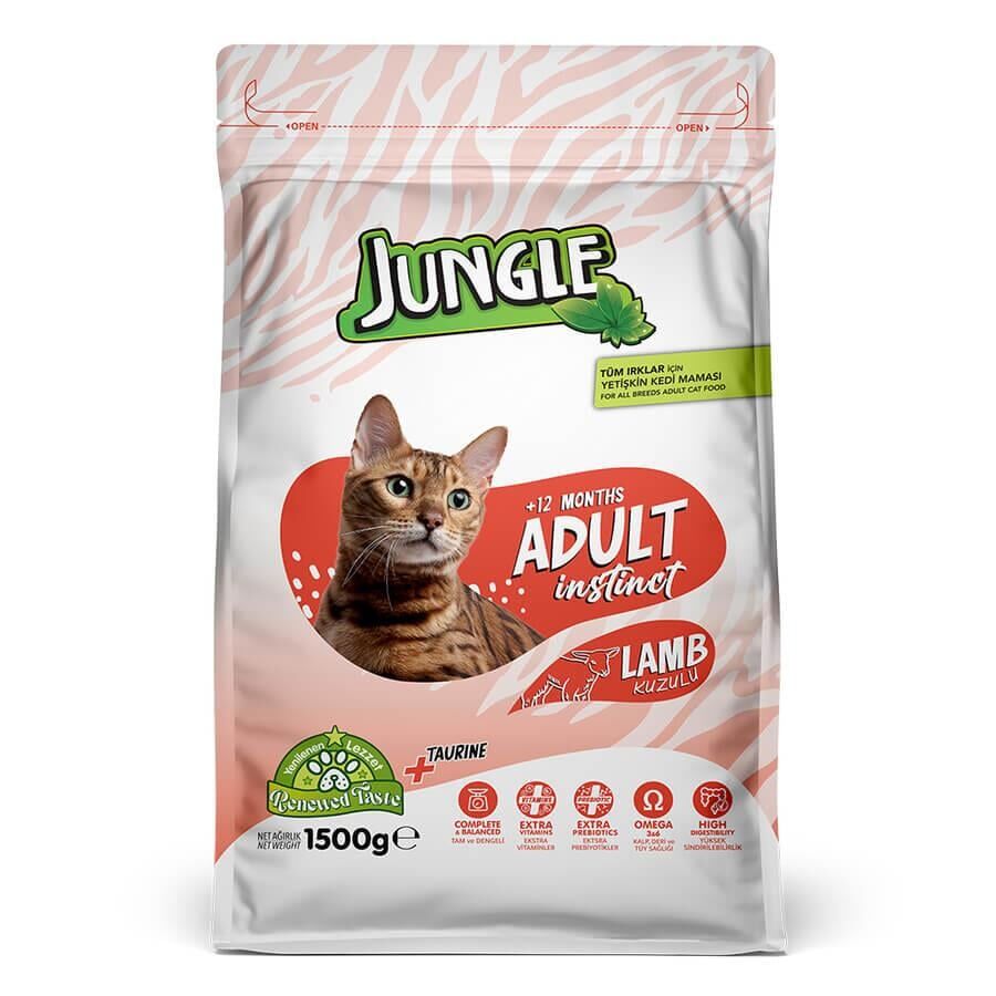 jungle kuzu etli yetişkin kedi maması 1,5 kg