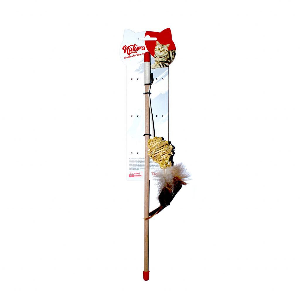 Natura Tüylü Kozalak Kedi Olta Oyuncak 45 cm PTC-066