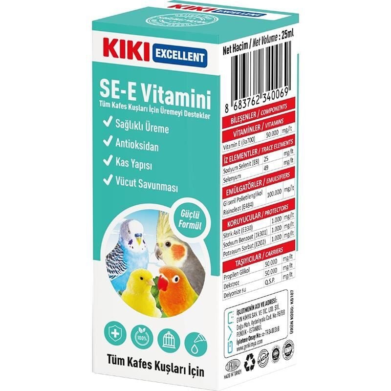 KIKI Excellent Kuş SE-E Vitamini 25 Ml