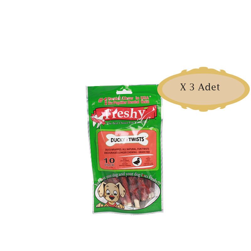 Freshy Ördek Kaplı Burgu Köpek Ödülü 90 Gr 10Lu X 3 Adet