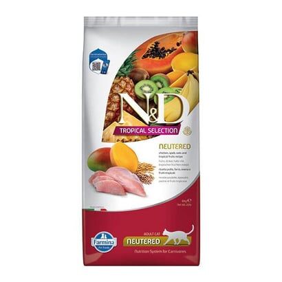 N&D Cat Tavuklu ve Tropikal Meyveli Kısırlaştırılmış Kedi Maması 10Kg