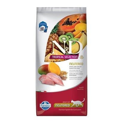 N&D Cat Tavuklu ve Tropikal Meyveli Kısırlaştırılmış Kedi Maması 10Kg