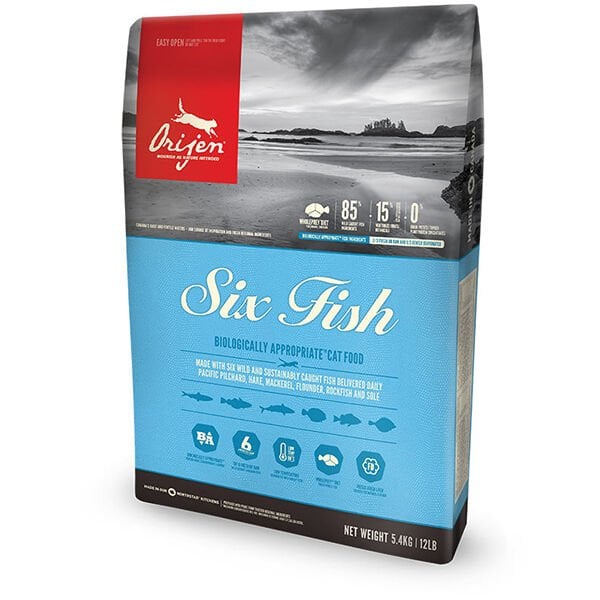 Orijen 6 Fish 6 Balıklı Tahılsız Tüm Yaşam Evreleri için Kedi Maması 5.4Kg