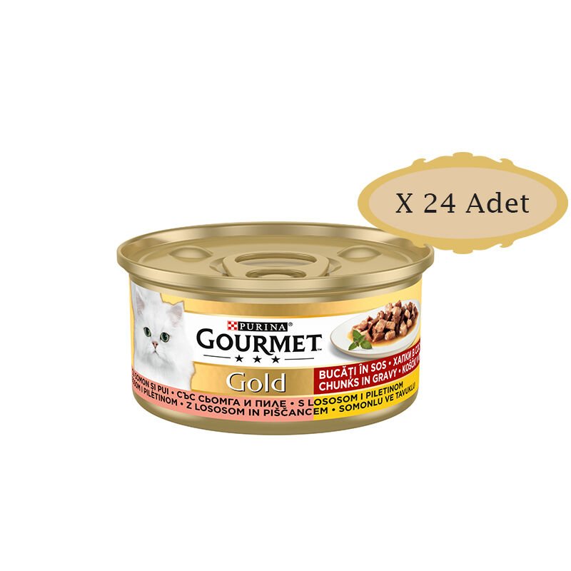 Gourmet Gold Somonlu Tavuklu Kedi Konserve 85G X 24 Adet