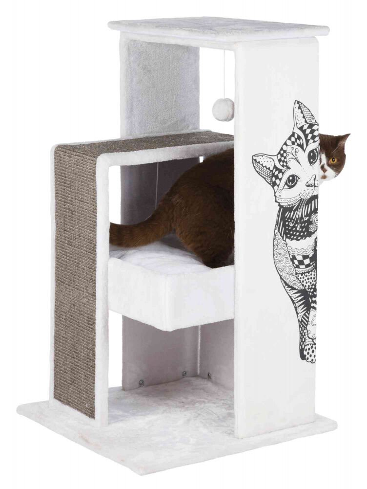 Trixie Kedi Tırmalama Oyun Evi 101 Cm Beyaz/Gri