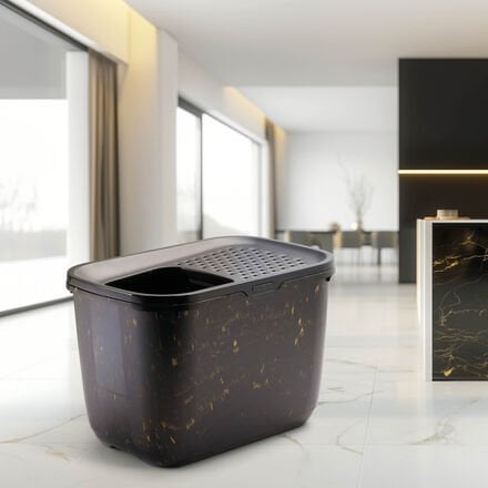 Savic Hop In Marble | Şık Üstten Girişli Kedi Kumu Kabı – Mermer Siyah Altı